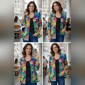 Madison Leigh  Vibrant Multicolor Abstract Cardigan Size 20W